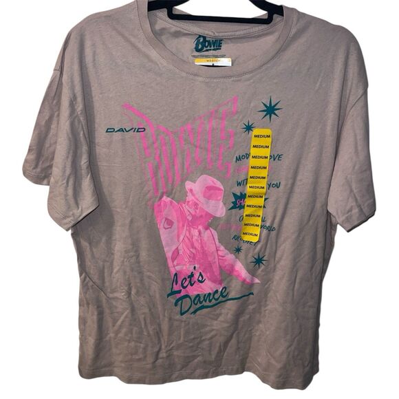 David Bowie Let's Dance Brown T-Shirt Graphic Band Women's Medium Fits Loose - Picture 1 of 6